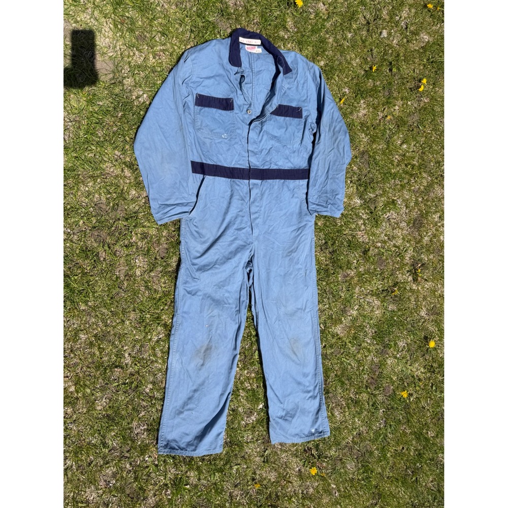 Baldwin Coveralls Mens 42 Blue Cotton Union Made Vintage 1960s Boiler Suit